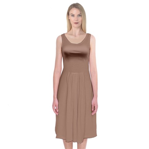 Mocha Mousse Hex Code #a47864 Midi Sleeveless Dress from ArtsNow.com