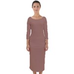 Mocha Mousse Hex Code #a47864 Quarter Sleeve Midi Bodycon Dress