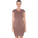 Mocha Mousse Hex Code #a47864 Capsleeve Drawstring Dress 