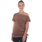 Mocha Mousse Hex Code #a47864 Off Shoulder Tie-Up T-Shirt