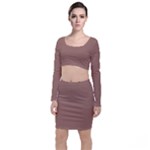 Mocha Mousse Hex Code #a47864 Long Sleeve Crop Top & Bodycon Skirt Set