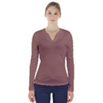Mocha Mousse Hex Code #a47864 V-Neck Long Sleeve Top