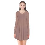 Mocha Mousse Hex Code #a47864 Long Sleeve V-neck Flare Dress