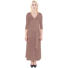Quarter Sleeve Wrap Maxi Dress 