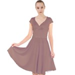 Mocha Mousse Hex Code #a47864 Cap Sleeve Front Wrap Midi Dress