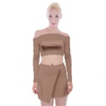 Mocha Mousse Hex Code #a47864 Off Shoulder Top with Mini Skirt Set