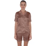 Mocha Mousse Hex Code #a47864 Satin Short Sleeve Pajamas Set