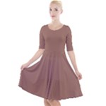 Mocha Mousse Hex Code #a47864 Quarter Sleeve A-Line Dress