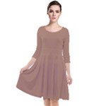 Mocha Mousse Hex Code #a47864 Quarter Sleeve Waist Band Dress