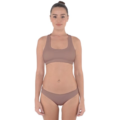 Mocha Mousse Hex Code #a47864 Cross Back Hipster Bikini Set from ArtsNow.com