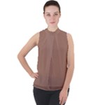 Mocha Mousse Hex Code #a47864 Mock Neck Chiffon Sleeveless Top