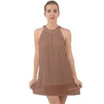Mocha Mousse Hex Code #a47864 Halter Tie Back Chiffon Dress