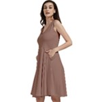 Mocha Mousse Hex Code #a47864 Sleeveless V-Neck Skater Dress with Pockets
