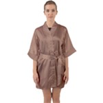 Mocha Mousse Hex Code #a47864 Half Sleeve Satin Kimono 