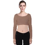 Mocha Mousse Hex Code #a47864 Velvet Long Sleeve Crop Top