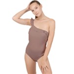 Mocha Mousse Hex Code #a47864 Frilly One Shoulder Swimsuit