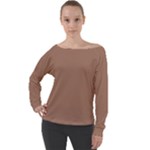 Mocha Mousse Hex Code #a47864 Off Shoulder Long Sleeve Velour Top