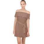 Mocha Mousse Hex Code #a47864 Off Shoulder Chiffon Dress