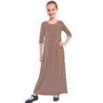 Mocha Mousse Hex Code #a47864 Kids  Quarter Sleeve Maxi Dress