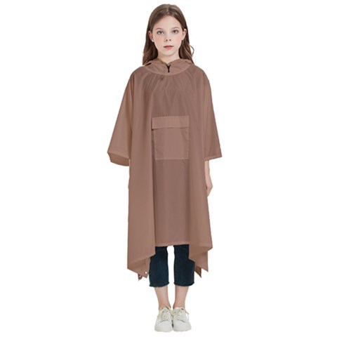 Mocha Mousse Hex Code #a47864 Kids  Hooded Rain Ponchos from ArtsNow.com