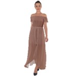 Mocha Mousse Hex Code #a47864 Off Shoulder Open Front Chiffon Dress