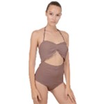 Mocha Mousse Hex Code #a47864 Scallop Top Cut Out Swimsuit