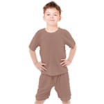 Mocha Mousse Hex Code #a47864 Kids  T-Shirt and Shorts Set