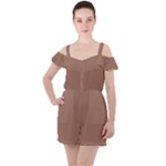 Mocha Mousse Hex Code #a47864 Ruffle Cut Out Chiffon Playsuit