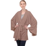 Mocha Mousse Hex Code #a47864 Long Sleeve Velvet Kimono 