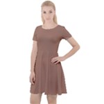 Mocha Mousse Hex Code #a47864 Cap Sleeve Velour Dress 