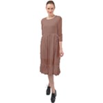 Mocha Mousse Hex Code #a47864 Ruffle End Midi Chiffon Dress