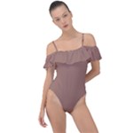 Mocha Mousse Hex Code #a47864 Frill Detail One Piece Swimsuit