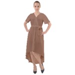 Mocha Mousse Hex Code #a47864 Front Wrap High Low Dress