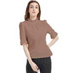 Mocha Mousse Hex Code #a47864 Frill Neck Blouse