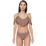 Mocha Mousse Hex Code #a47864 Ruffle Edge Tie Up Bikini Set	