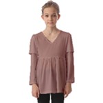 Mocha Mousse Hex Code #a47864 Kids  V Neck Casual Top