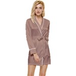 Mocha Mousse Hex Code #a47864 Long Sleeve Satin Robe