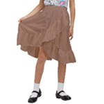 Mocha Mousse Hex Code #a47864 Kids  Ruffle Flared Wrap Midi Skirt