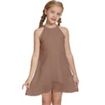Mocha Mousse Hex Code #a47864 Kids  Halter Collar Waist Tie Chiffon Dress