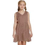 Mocha Mousse Hex Code #a47864 Kids  Sleeveless Tiered Mini Dress