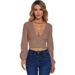Mocha Mousse Hex Code #a47864 Long Sleeve Deep-V Velour Top