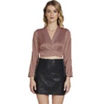 Mocha Mousse Hex Code #a47864 Long Sleeve Tie Back Satin Wrap Top