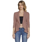 Mocha Mousse Hex Code #a47864 Women s 3/4 Sleeve Ruffle Edge Open Front Jacket