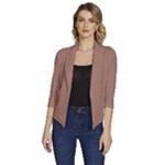 Mocha Mousse Hex Code #a47864 Women s Draped Front 3/4 Sleeve Shawl Collar Jacket