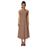 Mocha Mousse Hex Code #a47864 Sleeveless Cross Front Cocktail Midi Chiffon Dress