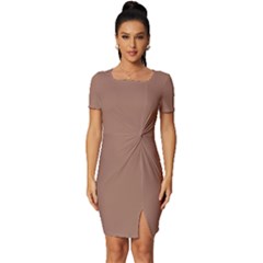 Fitted Knot Split End Bodycon Dress 