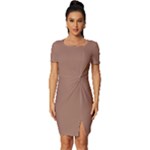 Mocha Mousse Hex Code #a47864 Fitted Knot Split End Bodycon Dress