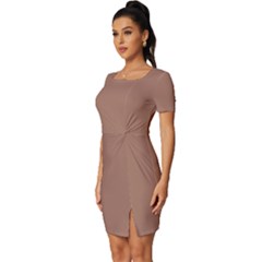Fitted Knot Split End Bodycon Dress 