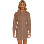 Mocha Mousse Hex Code #a47864 Womens Long Sleeve Shirt Dress