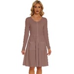Mocha Mousse Hex Code #a47864 Long Sleeve Dress With Pocket